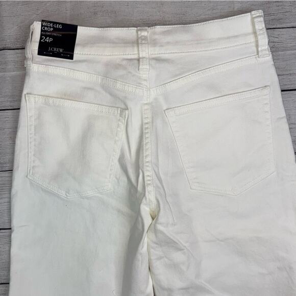 J. Crew NWT Women's Wide Leg Crop Jeans with All-Day Stretch White Sz 24P Petite - Picture 10 of 10
